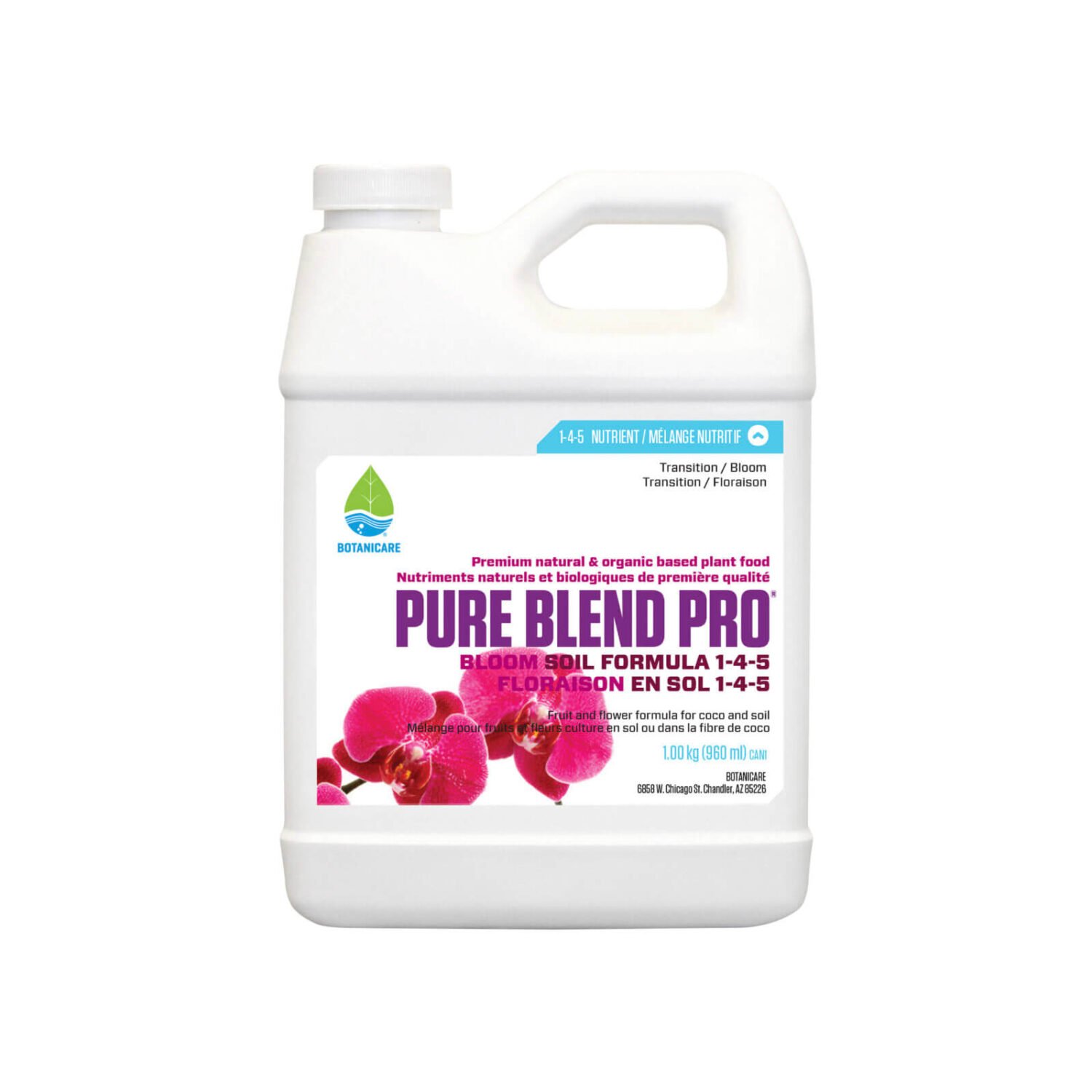 Botanicare Pure Blend Pro Bloom Soil Nutrient for Fruit and Flowers 1-4-5 1 qt.